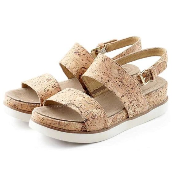 bussola Shoes - NEW Bussola Women Peg Cork Two Strap Slide Sling Back Buckle Adjustable Sandal